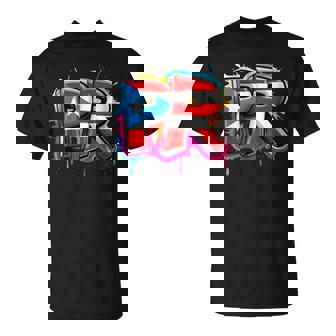 Pr Graffiti Puerto Rico Flag Paint Street Art Men Women T-Shirt | Mazezy