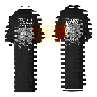 Preppy Thankful Mama Thanksgiving Mom Leopard Coquette Bow T-Shirt | Seseable UK