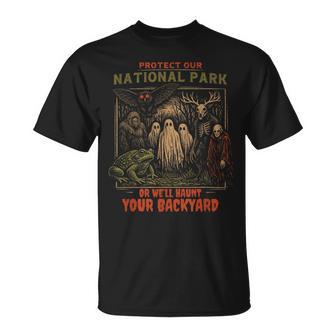 Protect National Parks Bigfoot Mothman Ghost Forest Demon T-Shirt - Thegiftio UK
