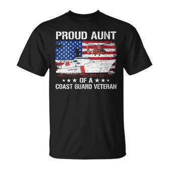 Proud Aunt Of A US Coast Guard Veteran Flag USA American T-Shirt | Mazezy