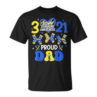 Proud Dad Down Syndrome Awareness March 21 Heart Boy Men T-Shirt - Thegiftio