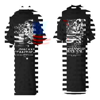 Proud German Spaniel Dad American US Flag Patriotic Bird Dog T-Shirt | Mazezy