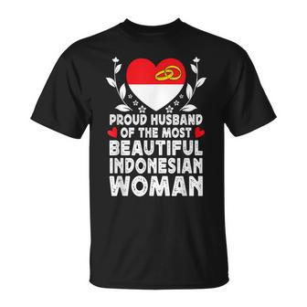 Proud Husband Of Beautiful Indonesian Wife Indonesia Flag T-Shirt | Mazezy