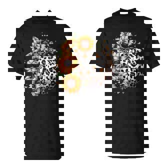 Pumpkin Leopard Sunflower Fall Lover Autumn T-Shirt | Mazezy