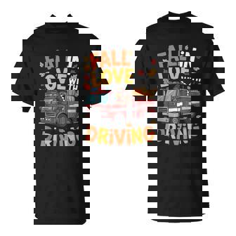 Pumpkins Love Driving Thanksgiving Turkey On Fire Truck Fall T-Shirt | Mazezy