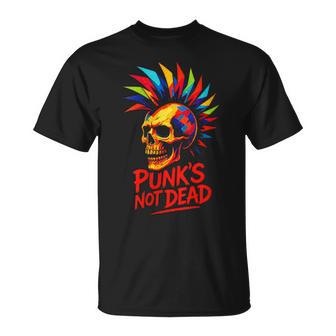 Punk's NOT Dead Punk Skull Retro T-Shirt | Mazezy