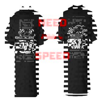 Race Car 4Th Birthday Boy Need Four Speed 4 Years Old Bday T-Shirt | Seseable FR