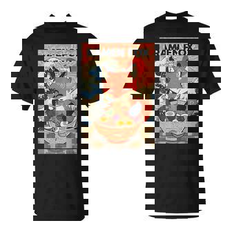 Ramen Fox Cute Japanese Noodle Lover Retro Anime Kawaii Ezo T-Shirt | Mazezy