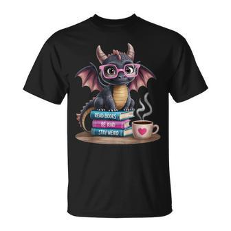 Read Books Be Kind Stay Weird Dragon T-Shirt - Thegiftio UK