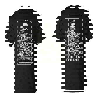 The Reader Tarot Card Book Lover Skeleton Reading Book T-Shirt | Mazezy