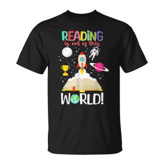 Reading Is Out Of This World Spaceship Astronaut Back School T-Shirt - Thegiftio UK