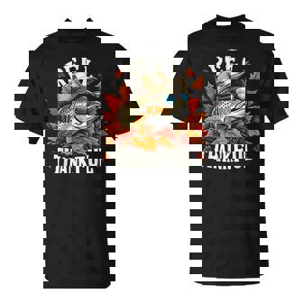 Reel Thankful Thanksgiving Bass Fishing Football Turkey T-Shirt - Monsterry