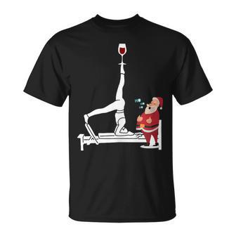 Reformer Pilates With Christmas Santa Clause And Wine Tank Top T-Shirt | Mazezy