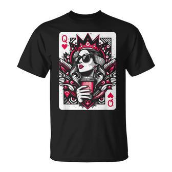 Reina De Corazones Amante Del Café Es Apuestas Jugador Camiseta unisex - Regaloses