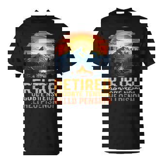 Retired Goodbye Tension Hello Pension Retro Camping Mountain T-Shirt | Mazezy