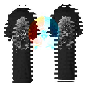 Retro 80s Funk Afro Girl Disco Soul African American Vinyl T-Shirt | Mazezy