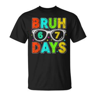 Retro Bruh 67 Days School Humor Cool Boy Sunglasses T-Shirt | Mazezy