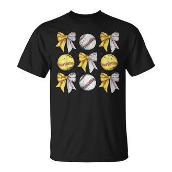 Retro Coquette Bow Game Day Baseball Softball Mama T-Shirt | Seseable FR