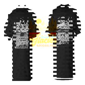 Retro Glacier National Park Bear Montana Hiking Camping T-Shirt | Mazezy