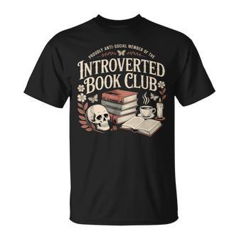 Retro Goth Proud Anti Social Member Of Introverted Book Club T-Shirt - Thegiftio