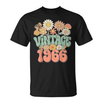 Retro Groovy Vintage 1966 Floral Hippie Daisy 60Th Birthday T-Shirt | Mazezy