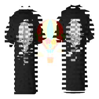 Retro Hippie 80s Floral Flying Balloons Hot Air Balloon T-Shirt | Mazezy