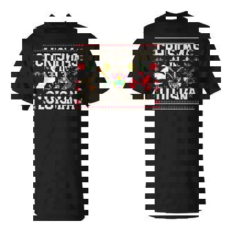 Retro Louisiana Christmas Carnival Mardi Gras Holiday T-Shirt | Mazezy