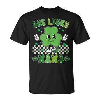 Retro One Lucky Mama St Patrick Day Mom Grandma T-Shirt | Mazezy