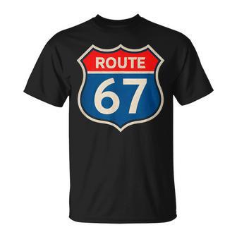 Retro Route 67 Meme Six Seven Aura Energy Number 67 Humor T-Shirt - Thegiftio