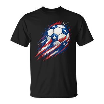 Retro Soccer 4Th Of July Patriotic Red White Blue Boys T-Shirt - Thegiftio UK
