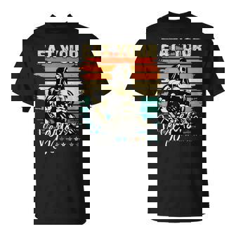 Retro Vintage Eat Your Veggies Vegan Workout Gym Motivation T-Shirt | Mazezy