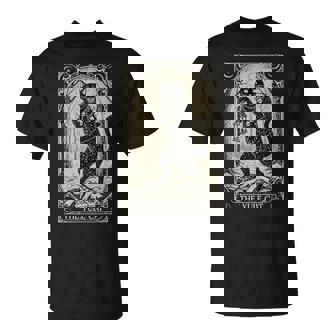 Retro Vintage The Yule Cat Tarot Card Dark Christmas Holiday T-Shirt | Mazezy