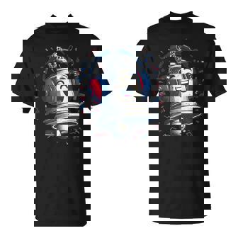 Ringing Liberty Bell Face With Cool Headphones Costume T-Shirt | Mazezy