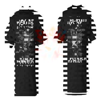 Rock Hard Pray Harder Jesus Guitar Christian T-Shirt | Mazezy