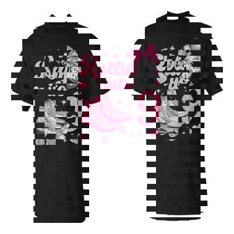 Rolling Into 9 Years Old Roller Skating Girl 9th Birthday T-Shirt | Mazezy