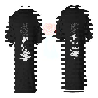 Rose Head Minimalist Surreal Woman Abstract Tattoo Art T-Shirt | Mazezy