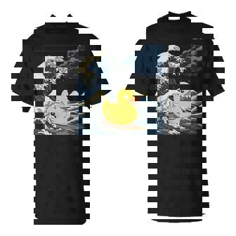Rubber Duck Surfing Japanese Great Wave T-Shirt | Mazezy
