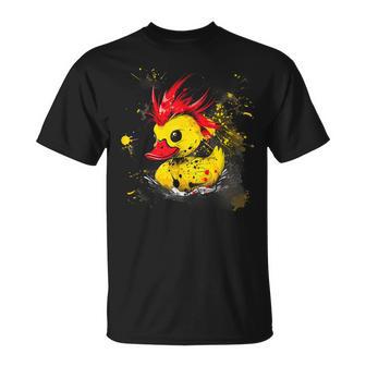 Rubber Duck Watercolor Punk Rock Rubber Duckling Duck Lover T-Shirt - Thegiftio UK