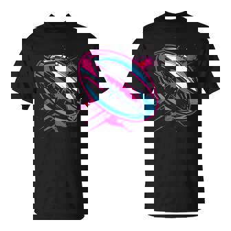 Rugby Ball Synthwave Outdoor Sports T-Shirt | Mazezy