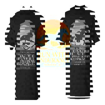 Run With Endurance Christian Runner Bible Verse Horse T-Shirt | Mazezy