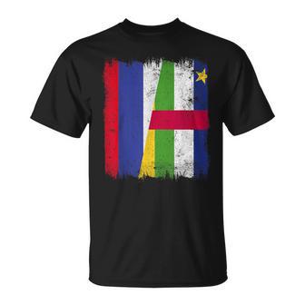 Russia Central African Republic Half Flag Russian CAR Roots T-Shirt | Mazezy