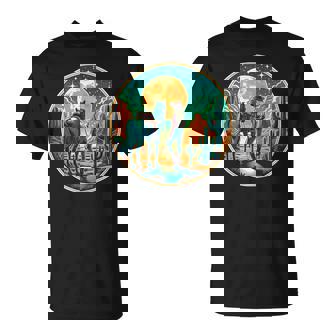 S Retro Deaquera Y Caballo Bajo Luna Llena Amantes Del Oeste Camiseta unisex - Regaloses