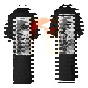 Samurai Ninja Cat Warrior Ufo Japanese Anime Cat T-Shirt | Seseable UK