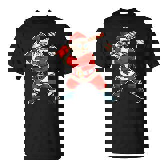 Santa Baseball Swing Christmas Sports T-Shirt | Mazezy