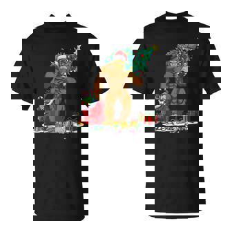 Santa Bigfoot Christmas Tree Xmas Lights Sasquatch T-Shirt | Mazezy