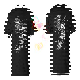 Santa Claus Flying Sleigh Pulled By Guinea Pigs Xmas Animal T-Shirt | Mazezy