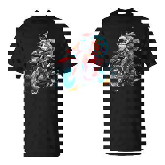 Santa Claus Riding Dirt Bike In a Fun Festive Holiday Ride Tank Top T-Shirt | Mazezy