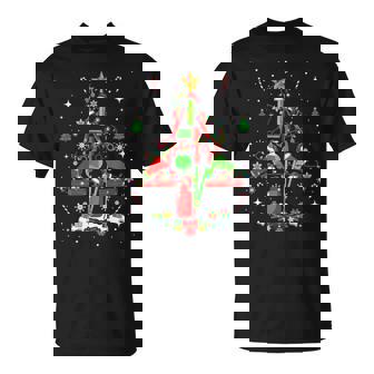 Santa Hair Stylist Tools Xmas Tree Colorful Lights Job Team T-Shirt | Mazezy