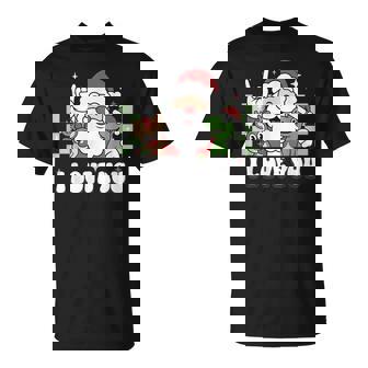 Santa I Love You Christmas Cute Dino Reindeer Toddler Kids T-Shirt | Mazezy