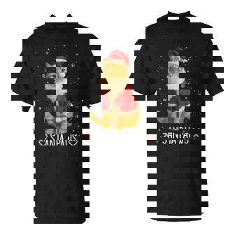 Santa Paws Orange Tabby Cat Christmas Holiday T-Shirt | Mazezy